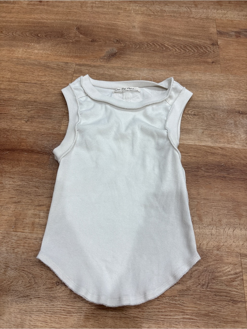 We The Free White Ribbed Tank Top